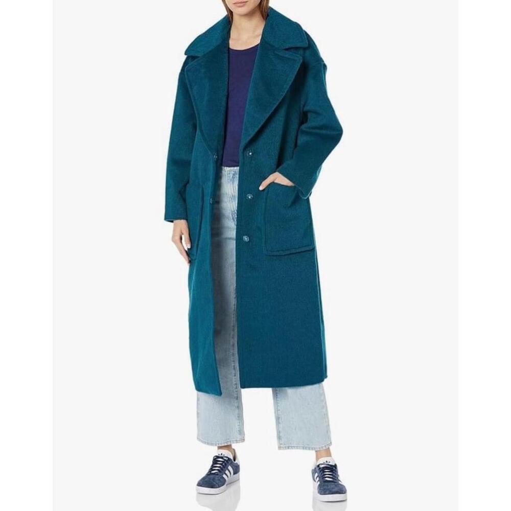 UGG Women’s Hattie Long Oversized Wool Coat in Turquoise Blue Size Large Sample